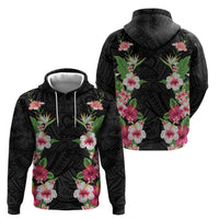 Hawaii Tropical Flowers Hoodie Black Polynesian Tattoo Art