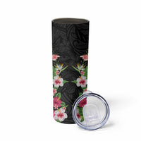 Hawaii Tropical Flowers Skinny Tumbler Black Polynesian Tattoo Art