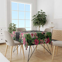 Hawaii Tropical Flowers Tablecloth Black Polynesian Tattoo Art