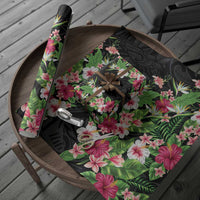 Hawaii Tropical Flowers Wrapping Paper Black Polynesian Tattoo Art