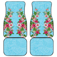 Hawaii Tropical Flowers Car Mats Sky Blue Polynesian Tattoo Art