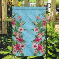 Hawaii Tropical Flowers Garden Flag Sky Blue Polynesian Tattoo Art