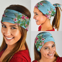 Hawaii Tropical Flowers Neck Gaiter Sky Blue Polynesian Tattoo Art