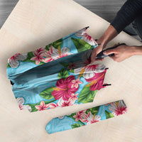 Hawaii Tropical Flowers Umbrella Sky Blue Polynesian Tattoo Art