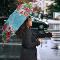 Hawaii Tropical Flowers Umbrella Sky Blue Polynesian Tattoo Art