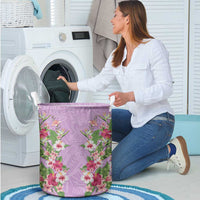 Hawaii Tropical Flowers Laundry Basket Lavender Polynesian Tattoo Art