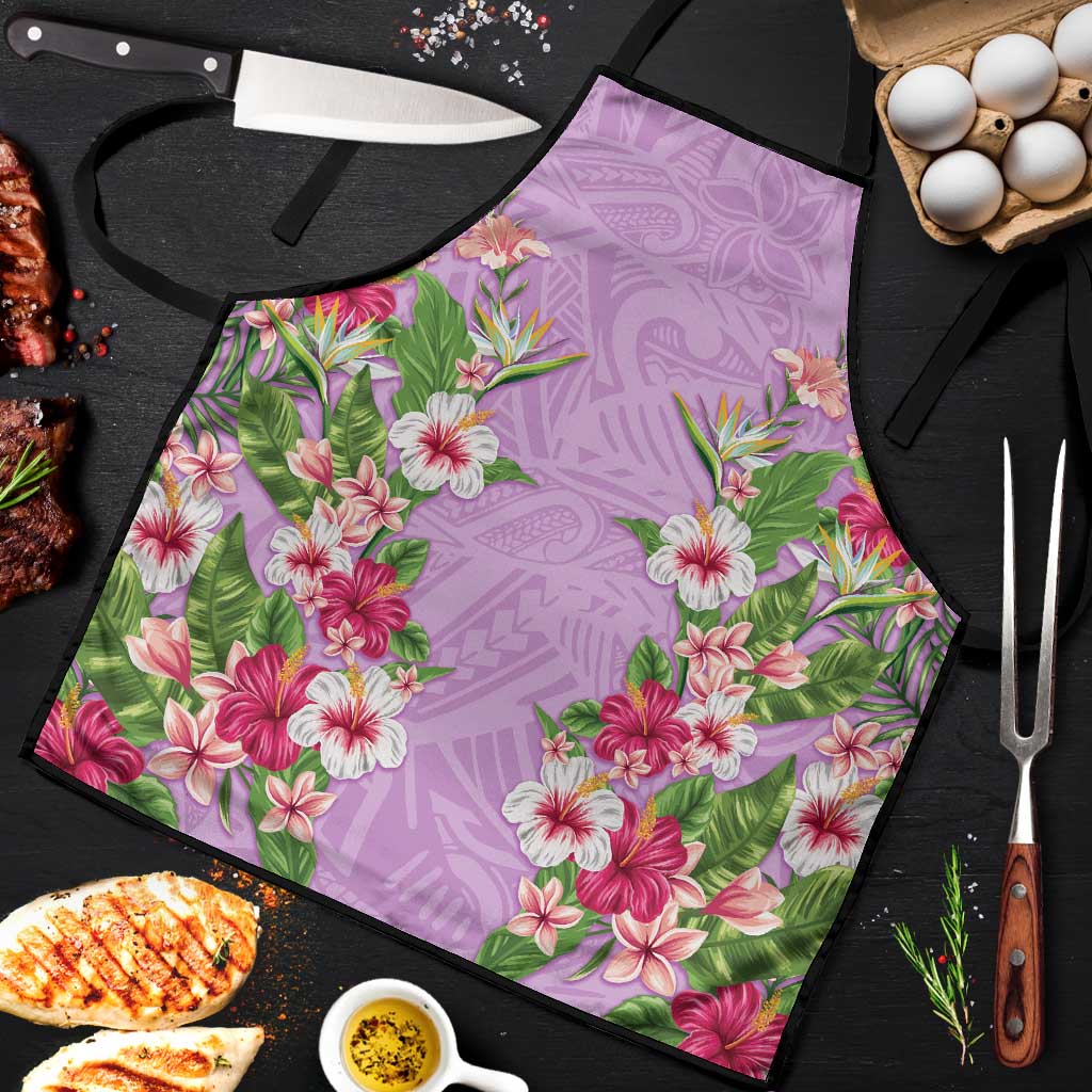 Hawaii Tropical Flowers Apron Lavender Polynesian Tattoo Art