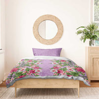 Hawaii Tropical Flowers Bedding Set Lavender Polynesian Tattoo Art