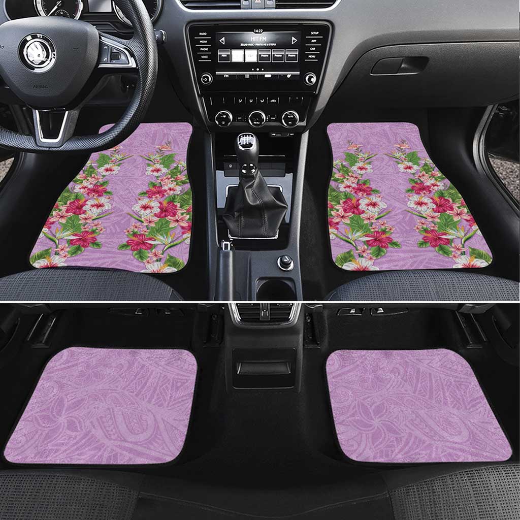 Hawaii Tropical Flowers Car Mats Lavender Polynesian Tattoo Art