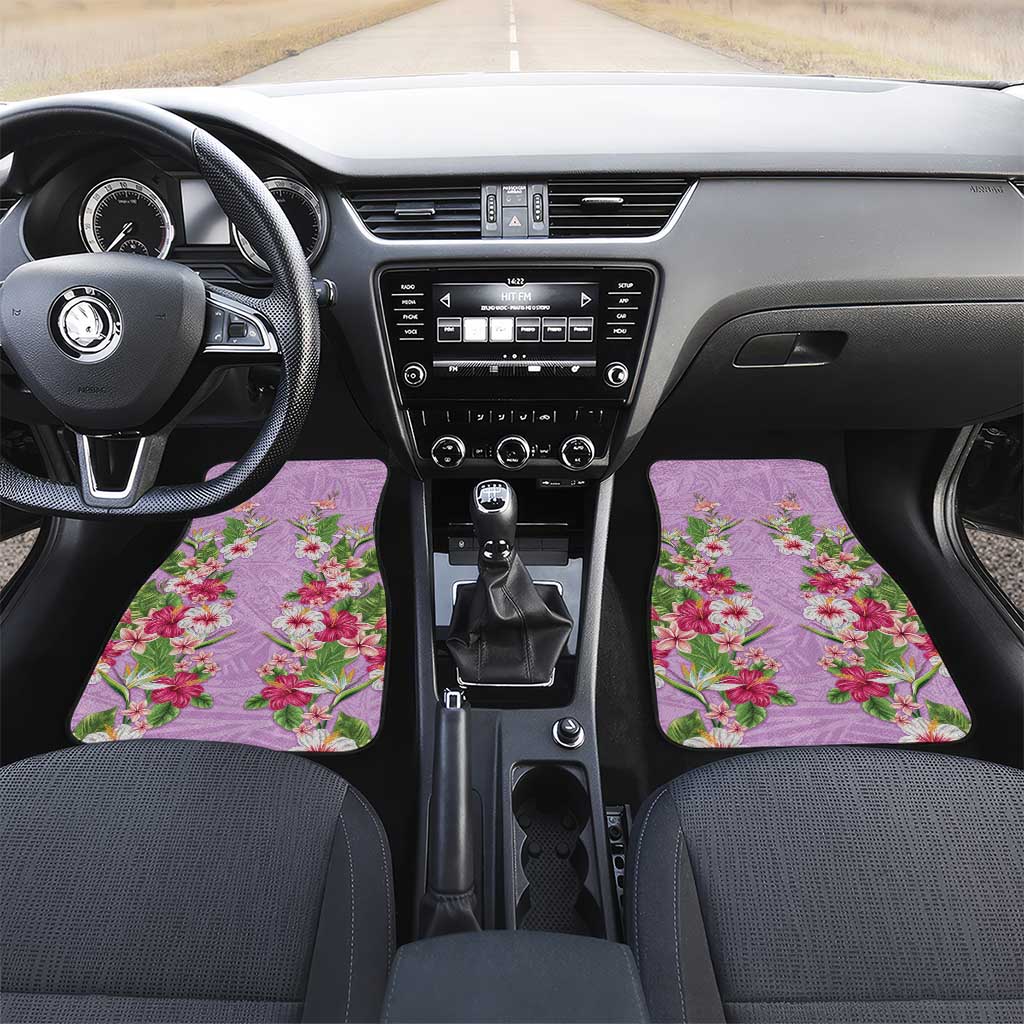 Hawaii Tropical Flowers Car Mats Lavender Polynesian Tattoo Art