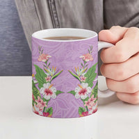 Hawaii Tropical Flowers Ceramic Mug Lavender Polynesian Tattoo Art
