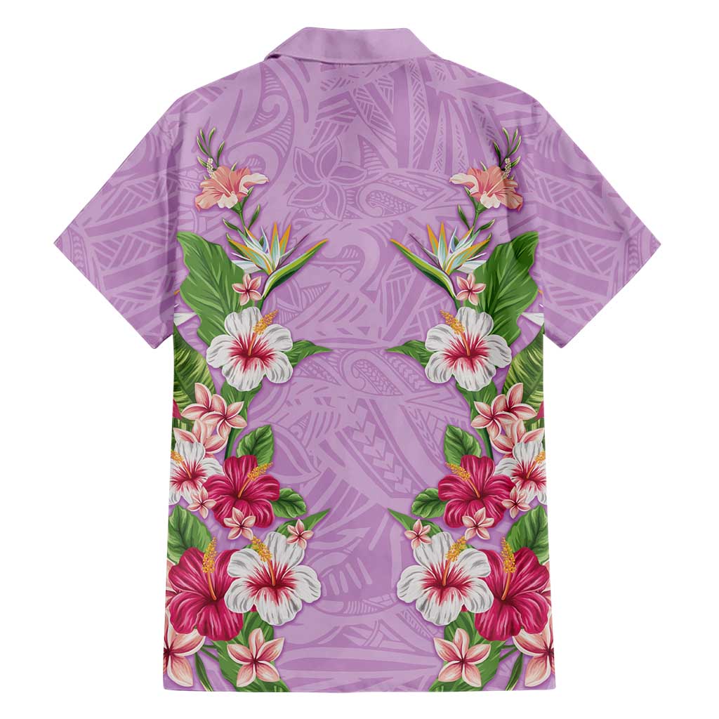 Hawaii Tropical Flowers Family Matching Mermaid Dress and Hawaiian Shirt Lavender Polynesian Tattoo Art LT05 - Polynesian Pride
