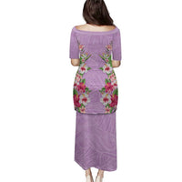 Hawaii Tropical Flowers Family Matching Puletasi and Hawaiian Shirt Lavender Polynesian Tattoo Art LT05 - Polynesian Pride
