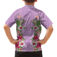 Hawaii Tropical Flowers Family Matching Tank Maxi Dress and Hawaiian Shirt Lavender Polynesian Tattoo Art LT05 - Polynesian Pride