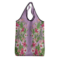 Hawaii Tropical Flowers Grocery Bag Lavender Polynesian Tattoo Art