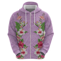 Hawaii Tropical Flowers Hoodie Lavender Polynesian Tattoo Art