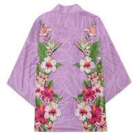 Hawaii Tropical Flowers Kimono Lavender Polynesian Tattoo Art