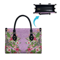 Hawaii Tropical Flowers Leather Bag Lavender Polynesian Tattoo Art