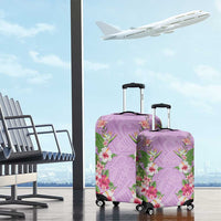 Hawaii Tropical Flowers Luggage Cover Lavender Polynesian Tattoo Art