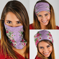 Hawaii Tropical Flowers Neck Gaiter Lavender Polynesian Tattoo Art
