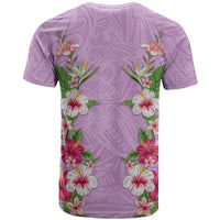 Hawaii Tropical Flowers T Shirt Lavender Polynesian Tattoo Art