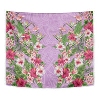 Hawaii Tropical Flowers Tapestry Lavender Polynesian Tattoo Art