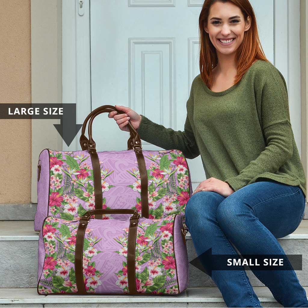 Hawaii Tropical Flowers Travel Bag Lavender Polynesian Tattoo Art