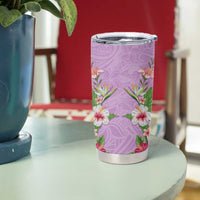 Hawaii Tropical Flowers Tumbler Cup Lavender Polynesian Tattoo Art