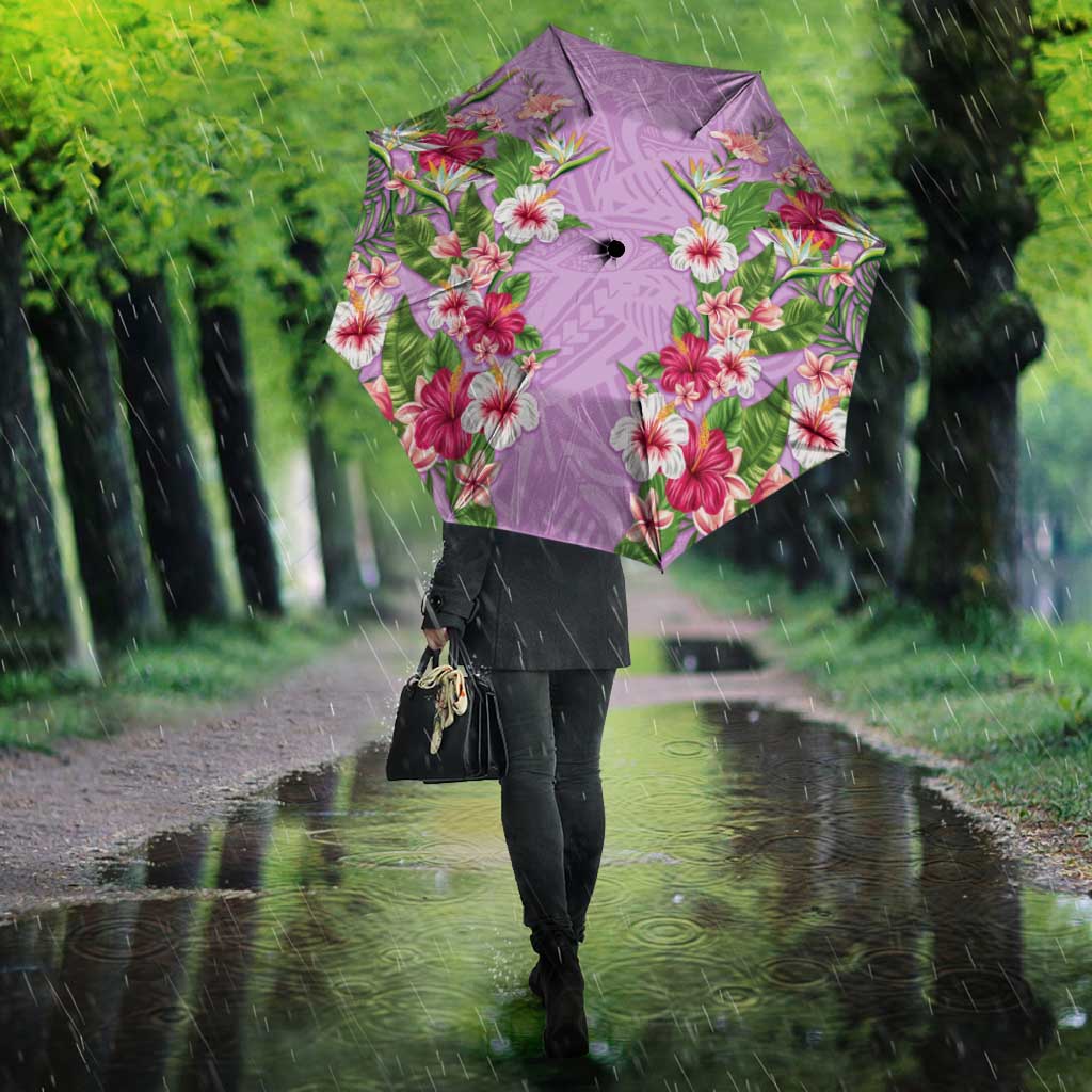 Hawaii Tropical Flowers Umbrella Lavender Polynesian Tattoo Art
