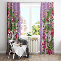 Hawaii Tropical Flowers Window Curtain Lavender Polynesian Tattoo Art
