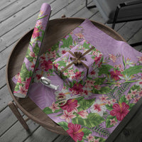 Hawaii Tropical Flowers Wrapping Paper Lavender Polynesian Tattoo Art
