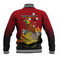 Personalized Papua New Guinea Baseball Jacket Bird Of Paradise Hibiscus With Motuan Pattern LT05 - Polynesian Pride