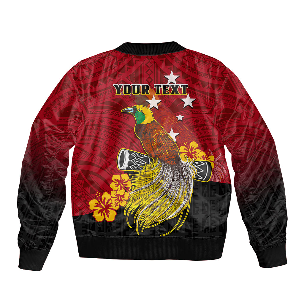 Personalized Papua New Guinea Bomber Jacket Bird Of Paradise Hibiscus With Motuan Pattern LT05 - Polynesian Pride