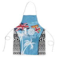 Fiji Day 2026 Apron Masi Tapa Pattern With Palm Tree LT05 Blue - Polynesian Pride