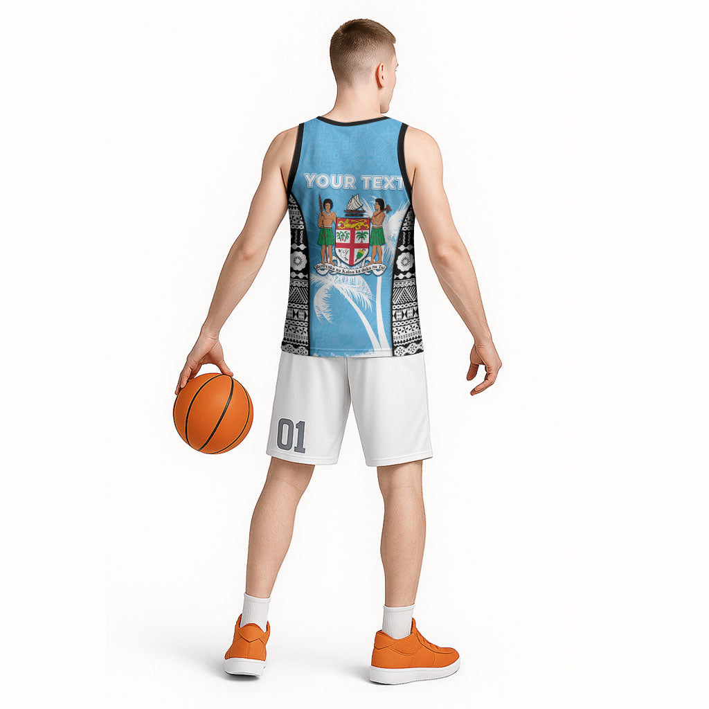 Personalised Fiji Day 2026 Basketball Jersey Masi Tapa Pattern With Palm Tree LT05 - Polynesian Pride