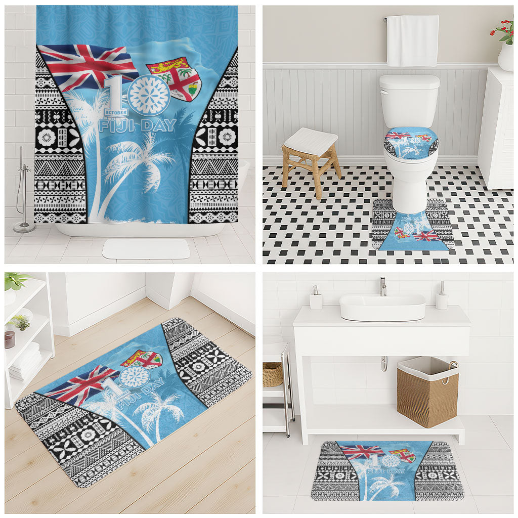 Fiji Day 2026 Bathroom Set Masi Tapa Pattern With Palm Tree LT05 - Polynesian Pride