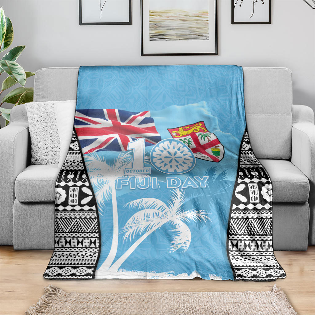 Fiji Day 2026 Blanket Masi Tapa Pattern With Palm Tree LT05 - Polynesian Pride