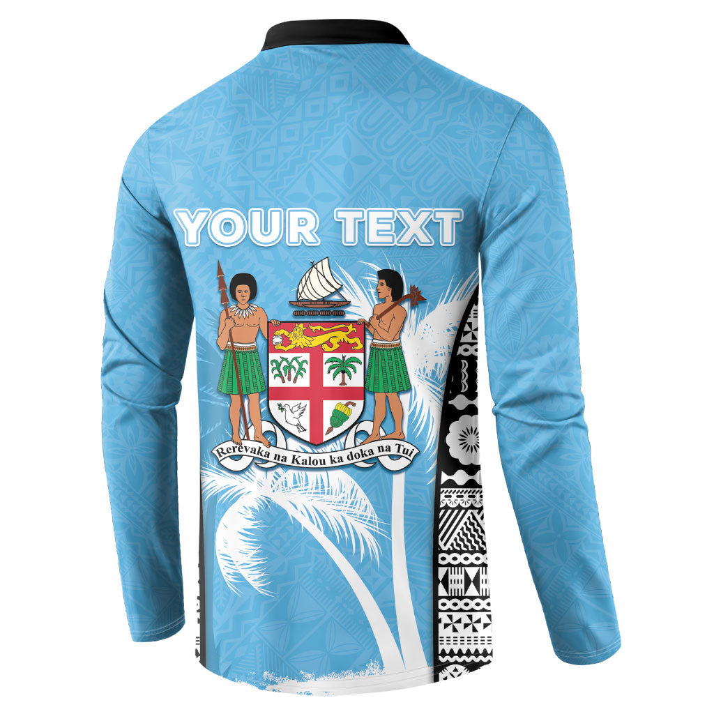 Personalised Fiji Day 2026 Button Sweatshirt Masi Tapa Pattern With Palm Tree LT05 - Polynesian Pride