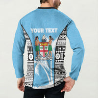 Personalised Fiji Day 2026 Button Sweatshirt Masi Tapa Pattern With Palm Tree LT05 - Polynesian Pride