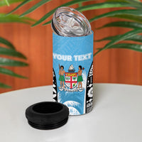 Personalised Fiji Day 2026 4 in 1 Can Cooler Tumbler Masi Tapa Pattern With Palm Tree LT05 - Polynesian Pride
