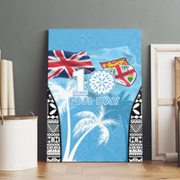 Fiji Day 2026 Canvas Wall Art Masi Tapa Pattern With Palm Tree LT05 - Polynesian Pride