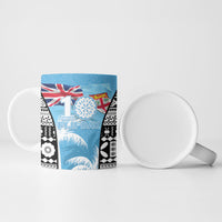 Personalised Fiji Day 2026 Ceramic Mug Masi Tapa Pattern With Palm Tree LT05 - Polynesian Pride
