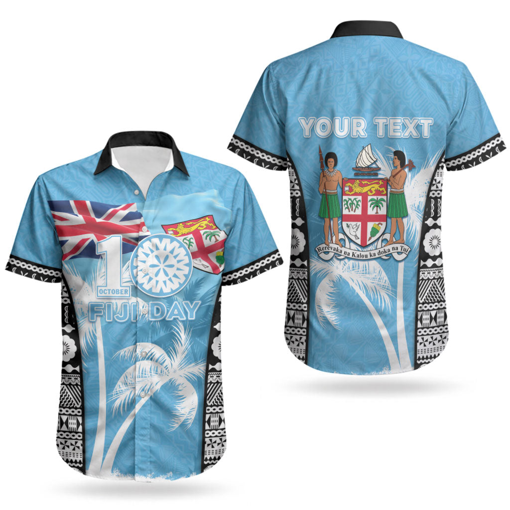 Personalised Fiji Day 2026 Couples Matching Off Shoulder Maxi Dress and Hawaiian Shirt Masi Tapa Pattern With Palm Tree LT05 - Polynesian Pride