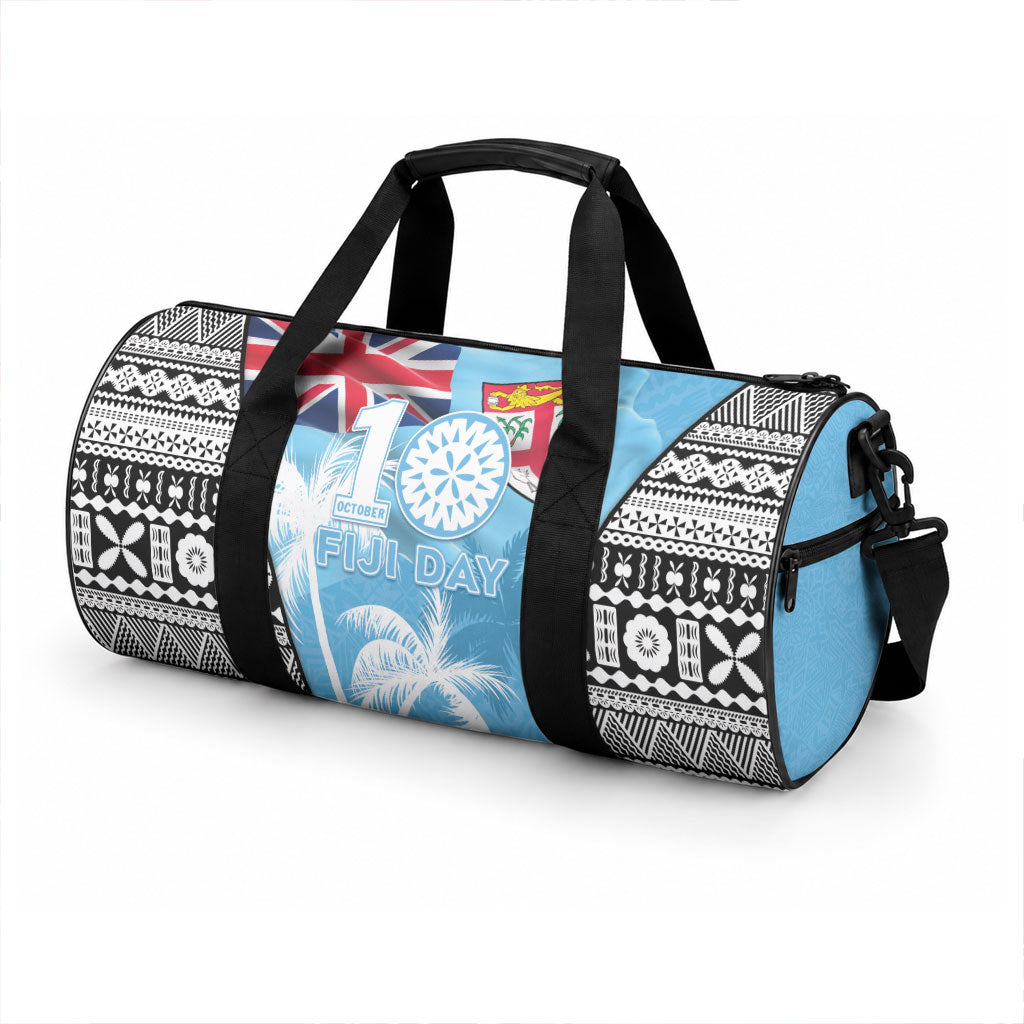 Fiji Day 2026 Duffle Bag Masi Tapa Pattern With Palm Tree