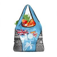 Fiji Day 2026 Grocery Bag Masi Tapa Pattern With Palm Tree LT05 1-pack One Size Blue - Polynesian Pride