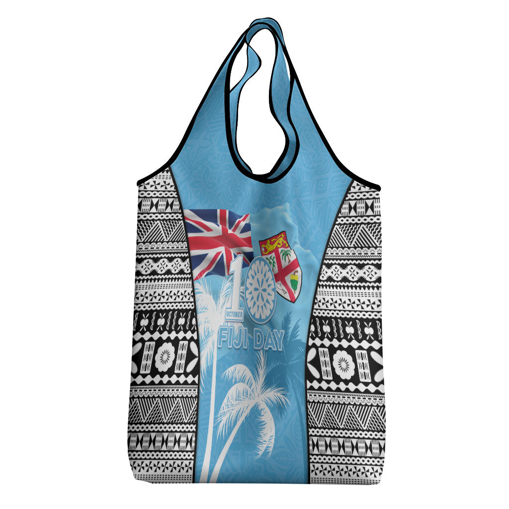 Fiji Day 2026 Grocery Bag Masi Tapa Pattern With Palm Tree LT05 - Polynesian Pride