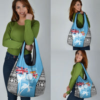 Fiji Day 2026 Grocery Bag Masi Tapa Pattern With Palm Tree LT05 - Polynesian Pride