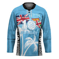 Personalised Fiji Day 2026 Hockey Jersey Masi Tapa Pattern With Palm Tree LT05 Unisex Blue - Polynesian Pride