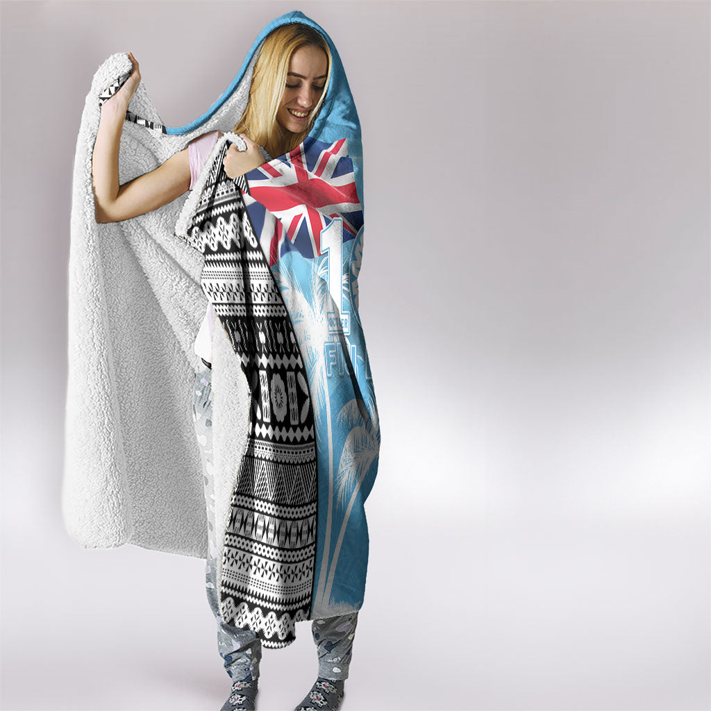 Fiji Day 2026 Hooded Blanket Masi Tapa Pattern With Palm Tree LT05 - Polynesian Pride