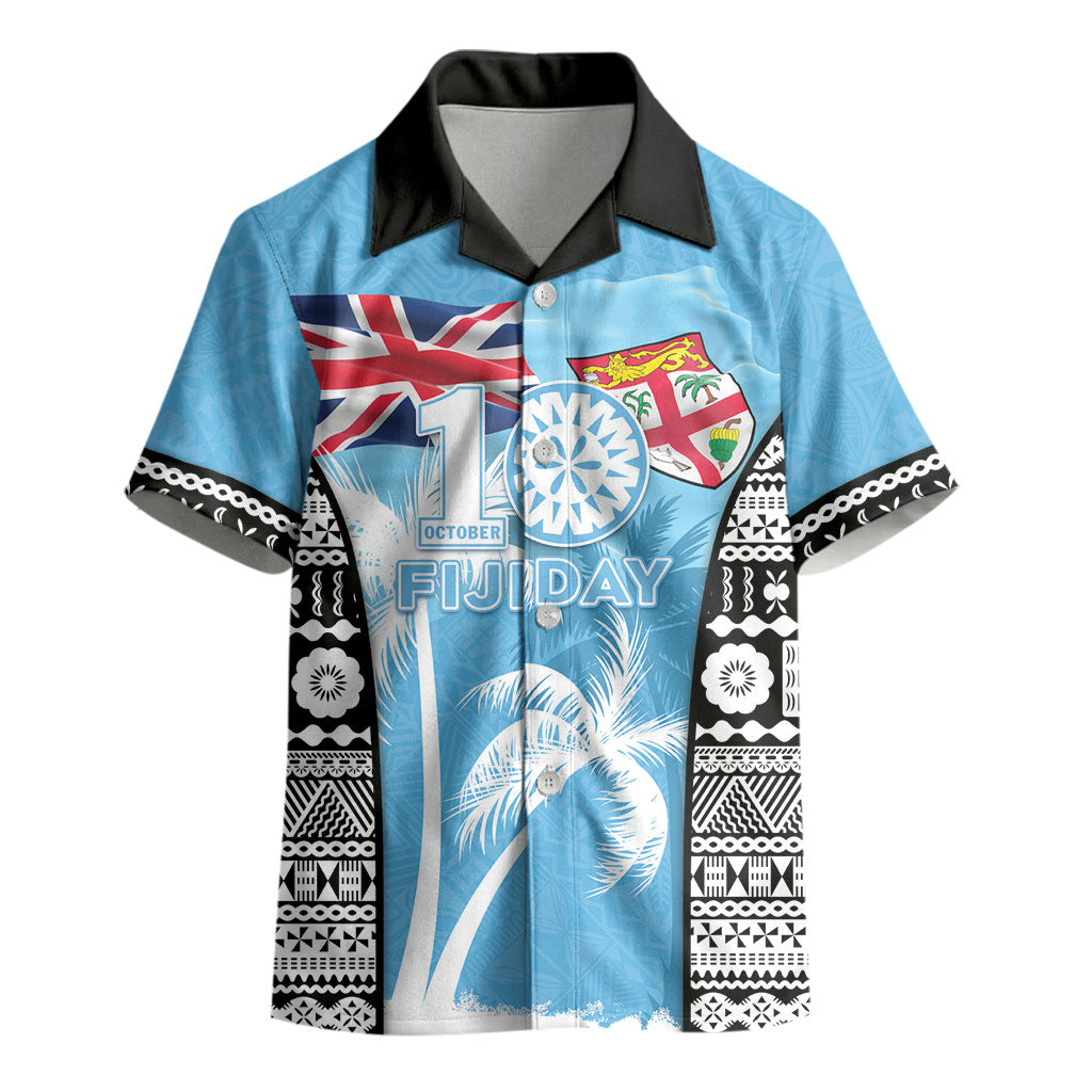 Personalised Fiji Day 2026 Kid Hawaiian Shirt Masi Tapa Pattern With Palm Tree LT05 - Polynesian Pride